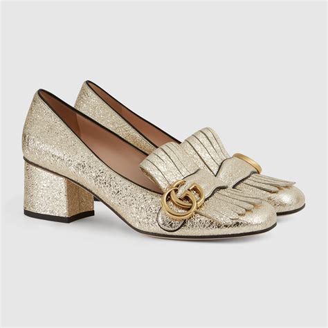 gucci metallic mid heel sandal|gucci sandals women heels.